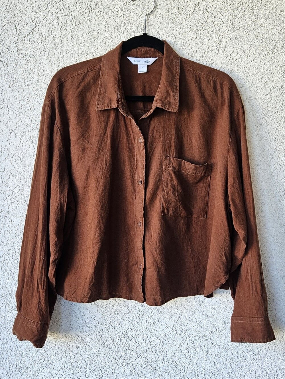 Old Navy Cropped Linen Button-Down